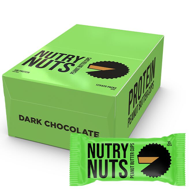 Osta Låda Nutry Nuts Protein Peanut Butter Cups 42 g Dark Chocolate | Fitnesstukku.fi